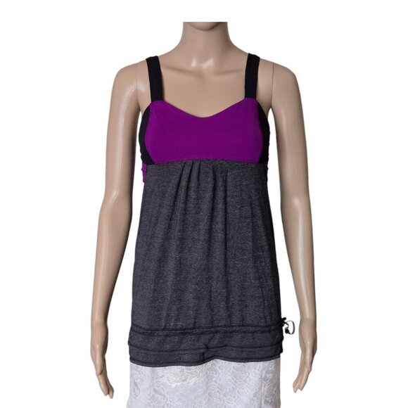 Lululemon Run Back On Track Tank Top Built In Bra Drawstring multicolor size 4 - Picture 1 of 5